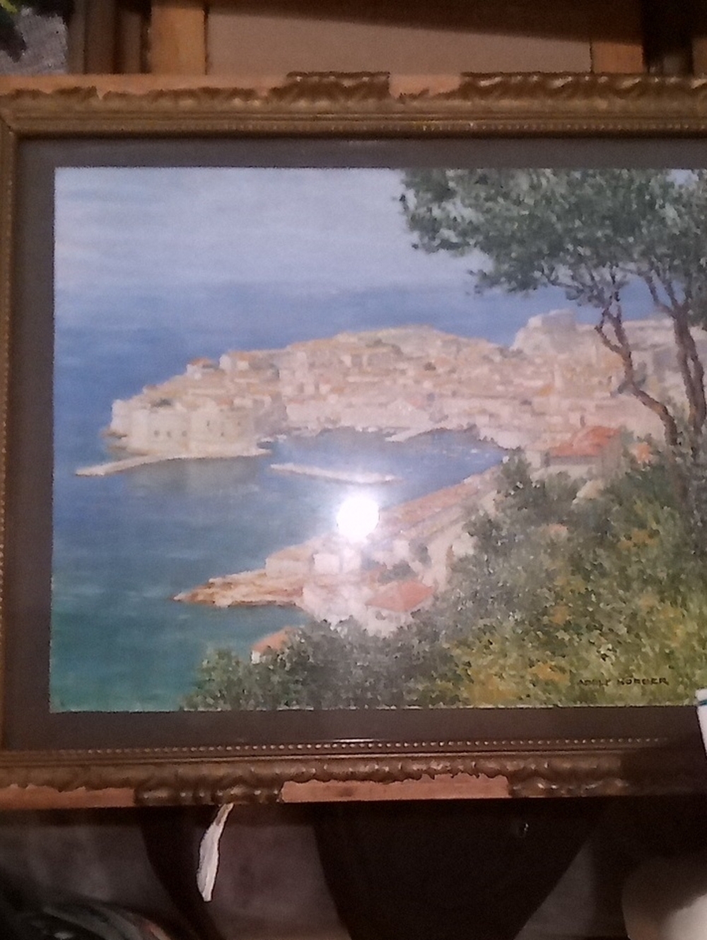 Coastal Landscape Framed Wall Art in Blue and Green